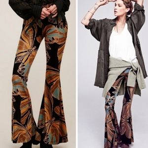Free People Float Away Butterfly Velvet Bell Bottom Pants